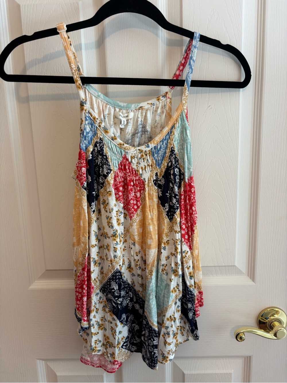 Maurices Patchwork Floral Spaghetti Strap Cami - Red, Blue, Yellow, Black, Cream